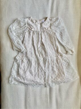 Zara Girls Ivory Swiss Dot Tulle Dress, 4T